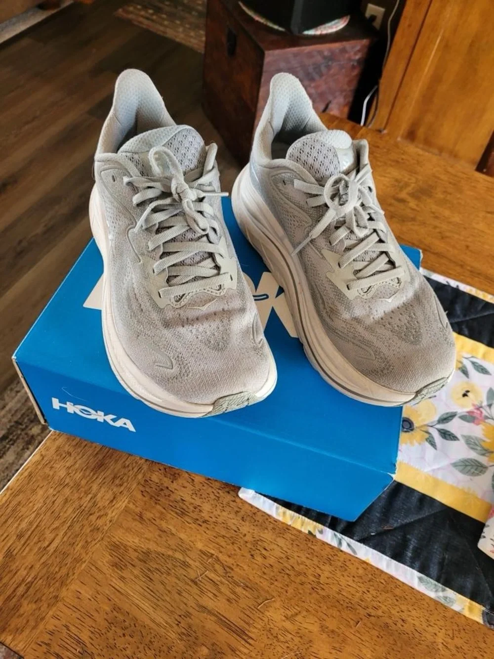 Hoka Light Gray/White Women's Running Sneakers - Picture 1 of 5